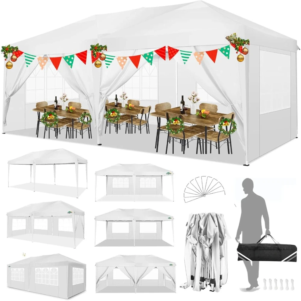 

Canopy 10x20 Pop Up Canopy with 6 Sidewalls,Waterproof Canopy Outdoor Event Shelter UPF 50+ Gazebo Portable Tents for Par