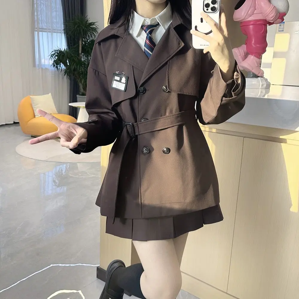 

Японская оригинальная униформа Jk, ветровка, женская осенне-зимняя школьная одежда в студенческом стиле, пальто средней длины, костюм