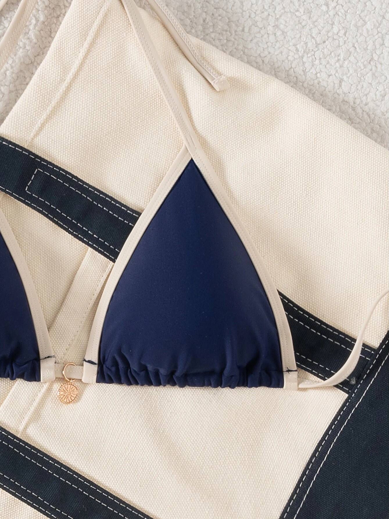 

Color Block Cup Bikini Sexy Strapless Women's Swimsuit Casual Surfing Suit with Chest Pad No Steel Support Polyester