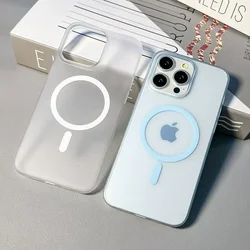 Ultra Thin Translucent Matte Case For iPhone 16 15 14 Plus 13 12 11 Pro Max For Magsafe Hard PC Magnetic Wireless Charge Cover