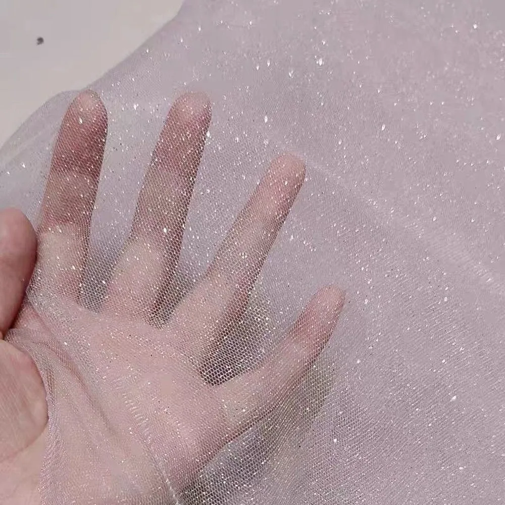 

New 45cmX150cm Mesh Sparkle Fabric Soft DIY Sewing Shiny Glitter Fabric Glitter Sequin Solid Color Sparkle Tulle Fabric