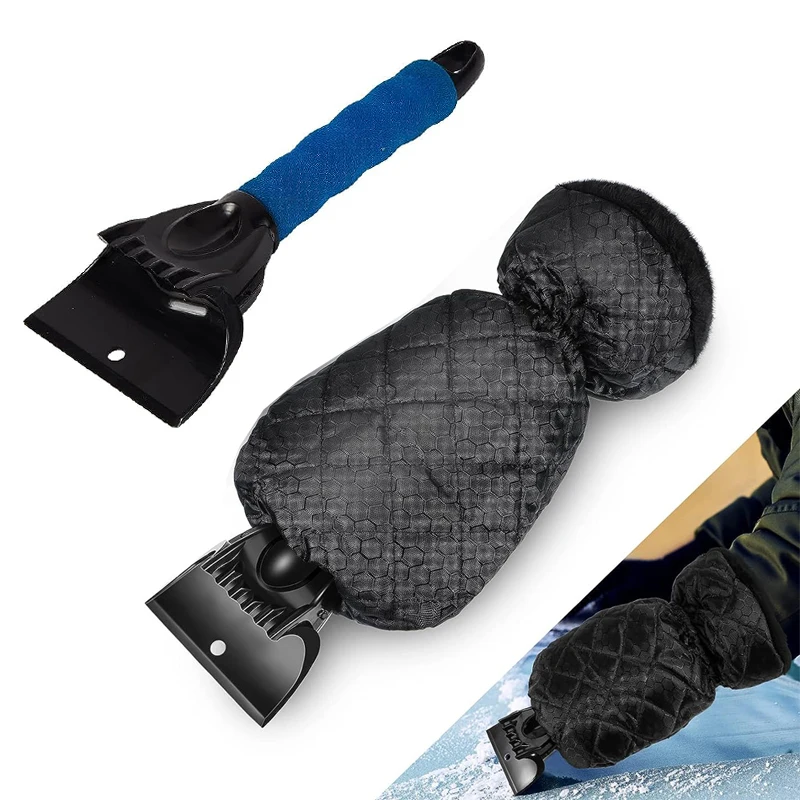 Ice Scrapers for Car Windshield Snow Scraper Cleaner Snow Ice Defrost Tool with Foam Handle Warm Glove Waterproof Snow Shovel