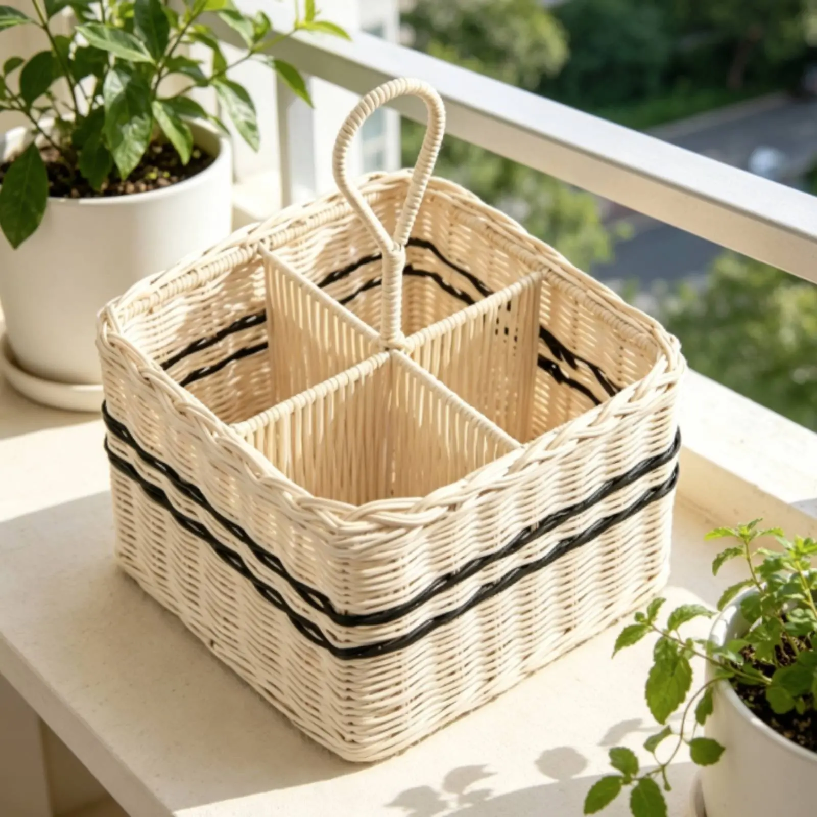 

Woven Utensil Holder Handmade Rattan Cutlery Holder Silverware Holder Decorative Utensil Holder Charming Gift for Coffee Bar