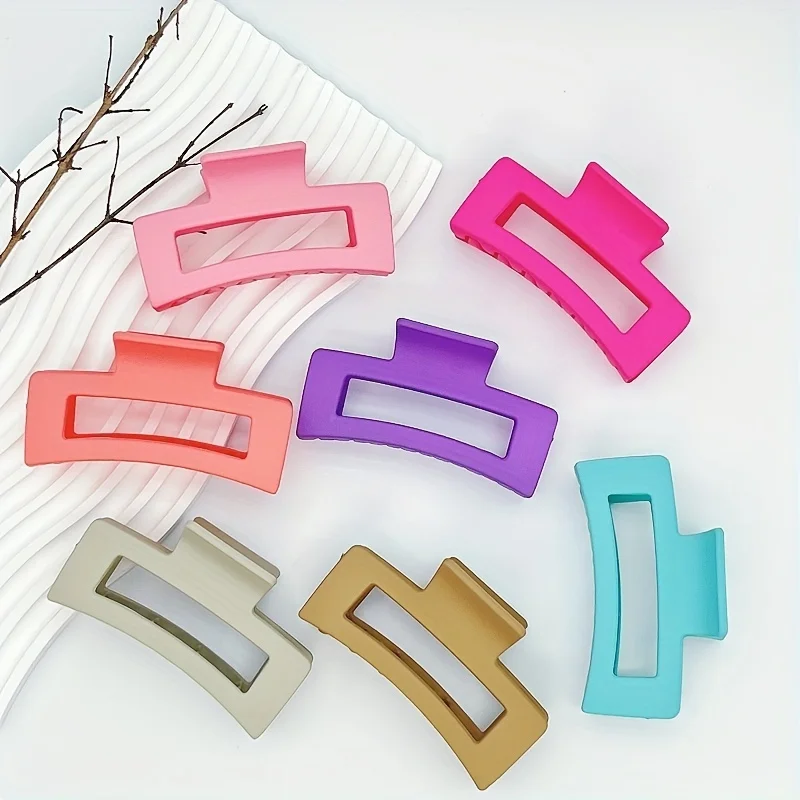 4 women\'s matte rectangular hair clip Long square clip thick hair non-slip clip less simple fashion women\'s hair clip