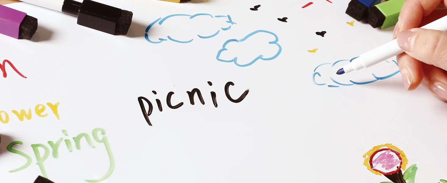Magnetisches Whiteboard im A2-Format, trocken abwischbare Whiteboard für Kühlschrank, (23,6" x 16,5"), mit 8 trocken abwischbaren Markern und 1 Radiergummi – Detail 10