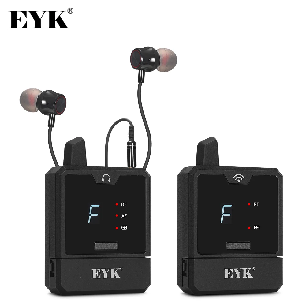 EYK IEM61 Upgrade In Ear Monitor Wireless System Rechargeable UHF 50 Meters for Outdoor Broadcast Sound Card Studio Recording