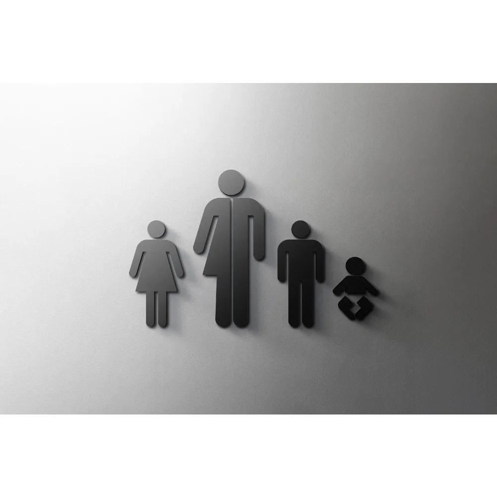 Toilet Symbol Sign 3D Acrylic Laser-cut Self Adhesive Door Sign for Home Restaurant Hotel Studio