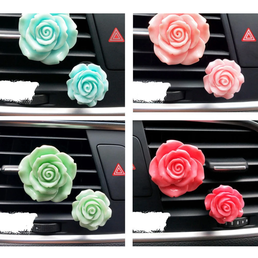 

Rose Shape Car Perfume Clip Solid Aromatherapy Diffuser Mini Air Freshener Auto Decoration Gift For Girls High Temp