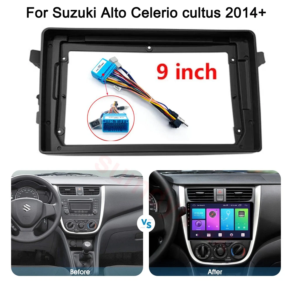 

9inch 2 Din Car Radio Fascia Frame For SUZUKI Alto Nissan Pixo 2014-2020 big screen android car Radio Dash Fitting Panel Kit