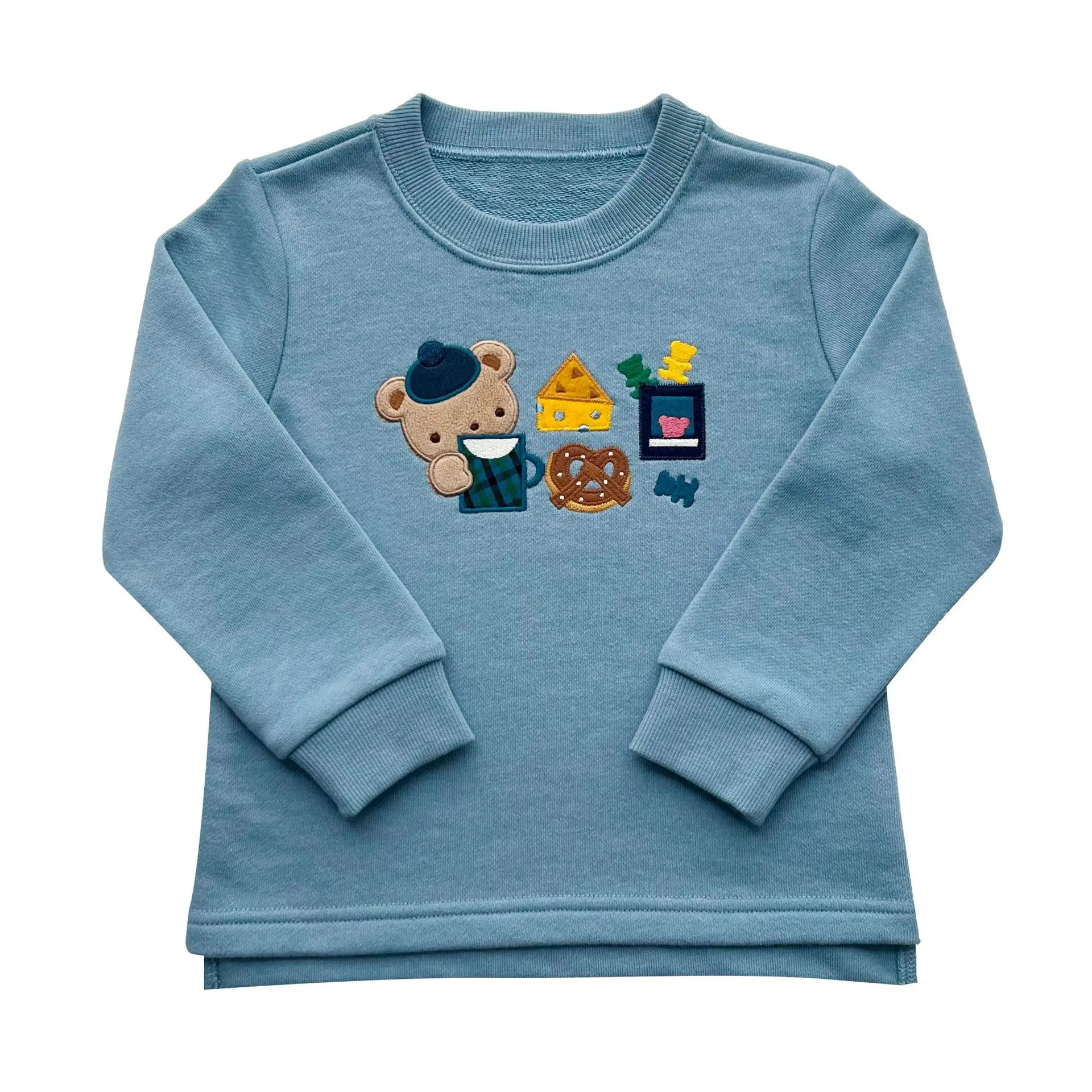 

Japanese Autumn Warm Hoodie for Kids Super Soft Muffin Fabric Refreshing Blue Cartoon Woolen Hoop Promotion Muffin Fabric