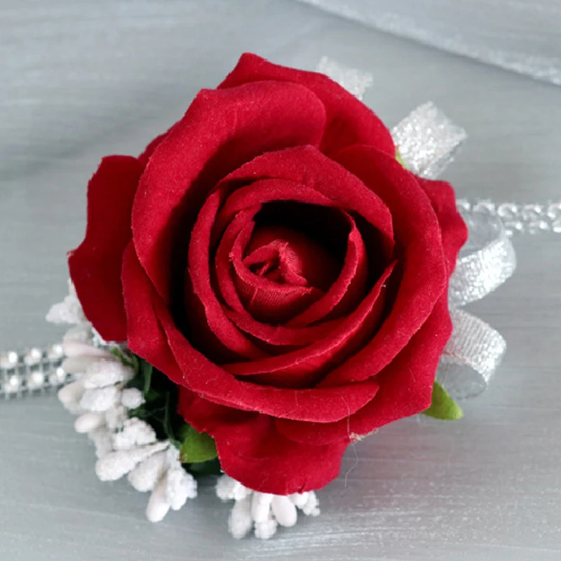 Juego de ramillete y ojal de muñeca para novio, padrinos de boda, novia, damas de honor, accesorios de flores para boda, decoraciones para traje de fiesta de graduación, 2 uds.