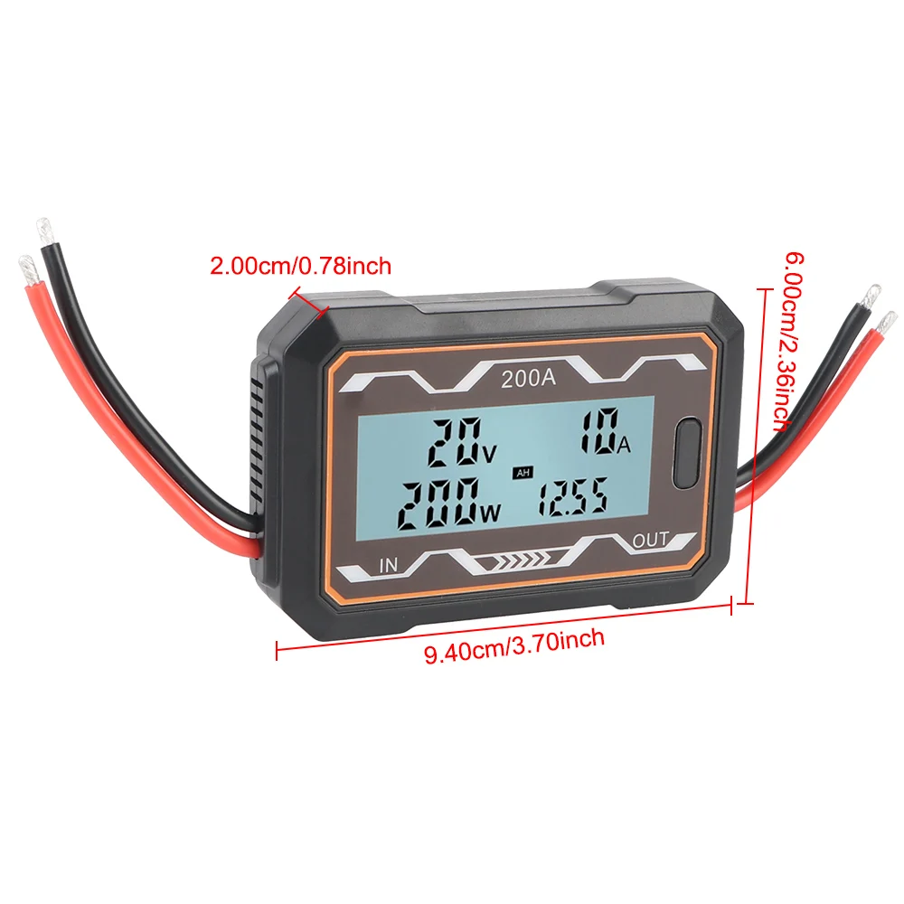 Probador de corriente de voltaje de CC de 0-60V, medidor de vatios de retroiluminación LCD, Analizador de potencia de batería, ANALIZADOR DE POTENCIA DE CC Digital, 100A/150A/200A