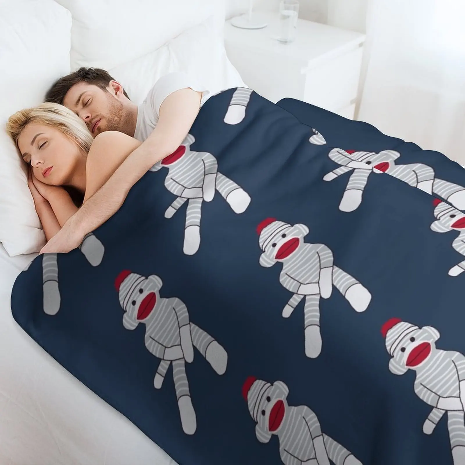 March 7th Sock Monkey Day Throw Blanket Ultra Plush Cozy Blanket for Napping Sleeping view 4