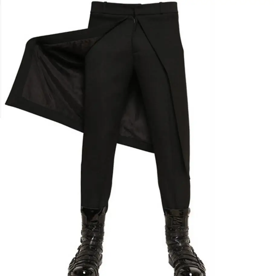 

27-46 New Men Women's Clothing Personality DJ Tide Straight Leg Pants Culotte Pants Stage Plus Size Singer Costumes