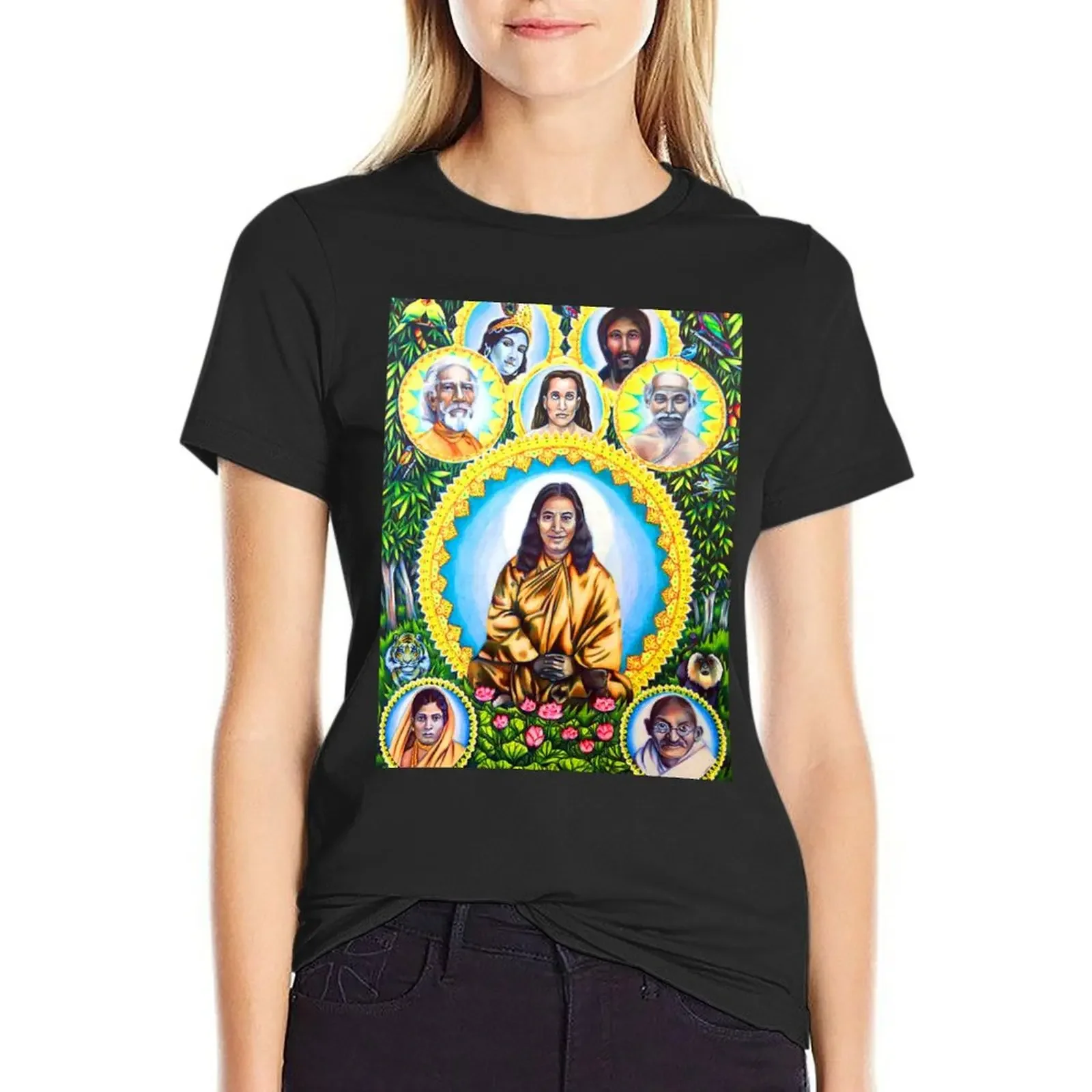 

Paramahansa Yogananda and Masters Jah Sunny Arts Illustration T-Shirt Aesthetic clothing clothes for woman