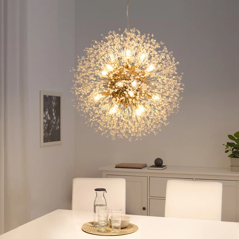 Luxury Dandelion Chandelier Atmosphere Light Nordic led chandelier Living Room Lighting Snowflake lampshade suspension light