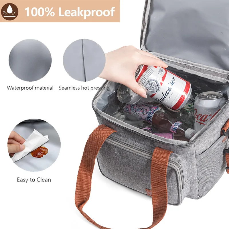 Bolsas de refrigeración térmica de doble capa para el hombro, Nevera portátil para Picnic al aire libre, fiambrera para alimentos, almacenamiento de