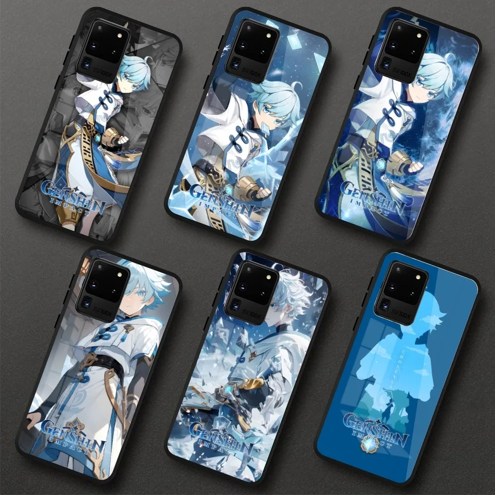 Genshin Impact Chongyun Cell Phone Case for Samung S24 S23 S22 S21 Pro Ultra A13 A33 A53 NOTE 20 PC Glass Phone Cover Shell