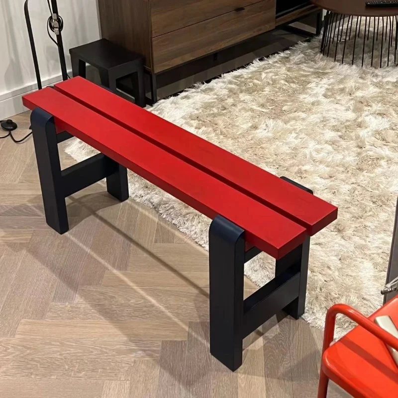 Dopamine Color Entryway Bench Long Split Design Stool for Bedroom Modern Shop Waiting Chair Milk Tea Store Seating & Home Decor