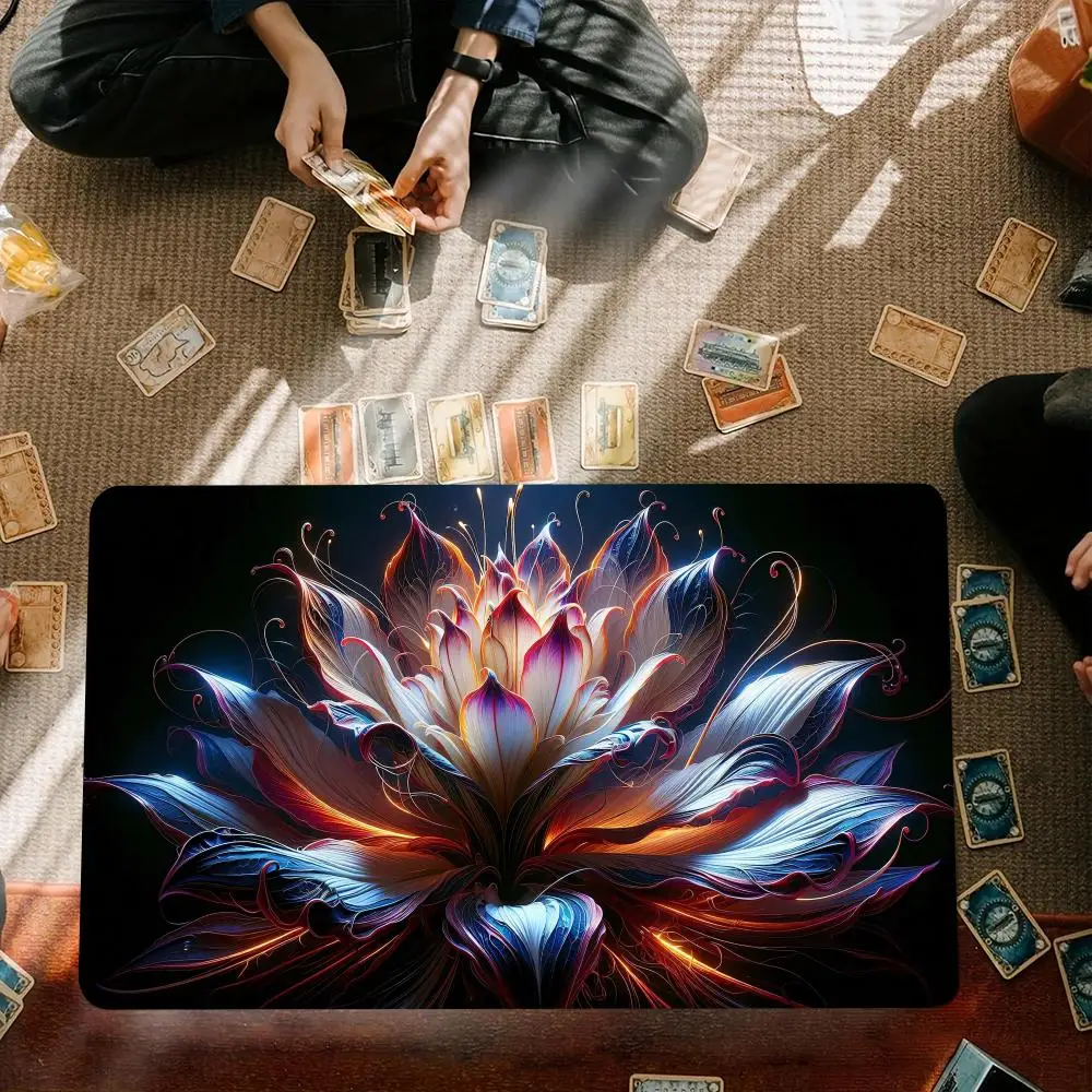 

Magical Flower Design Mouse Pad Card Game Mat Large Computer Office Mousepad 35X60 Anti-slip for MTG DTCG CCG RPG Trading Mats
