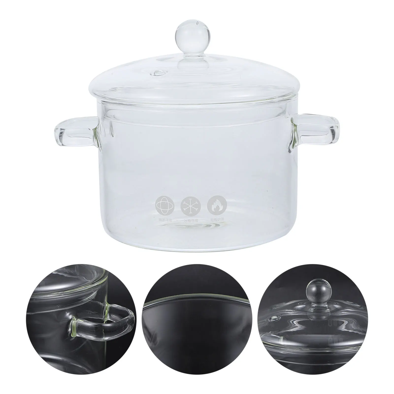 

Glass Stew Pot 2L Heat Resistant Clear Cooking Pot for Soup Milk Noodles Vegetables Food Simmering Kitchen Accessory