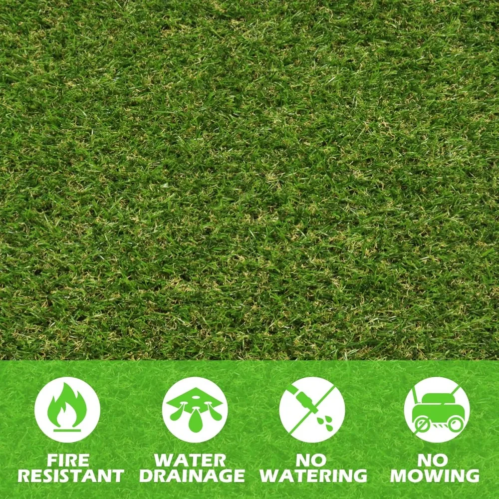 9 FT x 18 FT Artificial Grass, Synthetic Realistic Fake Turf Grass Thick Lawn Pet Turf, Astroturf Rug Carpet for Indoor