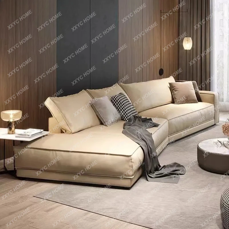 LX sofa living room  minimalist large flat layer cat paw leather special-shaped sofa combination