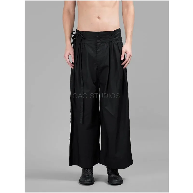 

Lace-up Plus Size Deconstructed Cropped Trousers Original Designer Loose Plus Size Black Tassel Silhouette