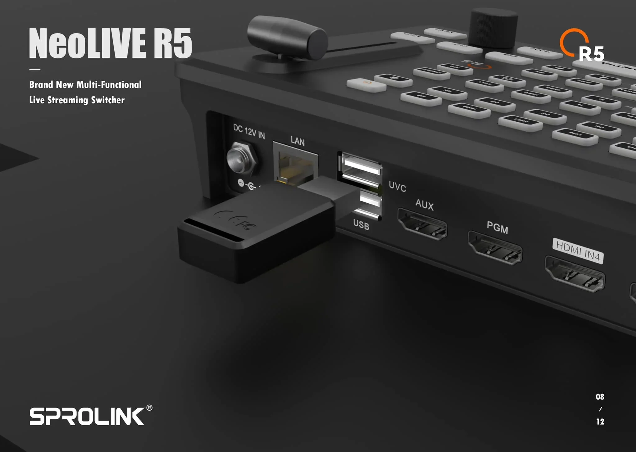 -conmutador De Transmision En Vivo Neolive R5, Compatible Con Typce C Reproductor Multimedia UVC Integrado SPROLINK -R5S