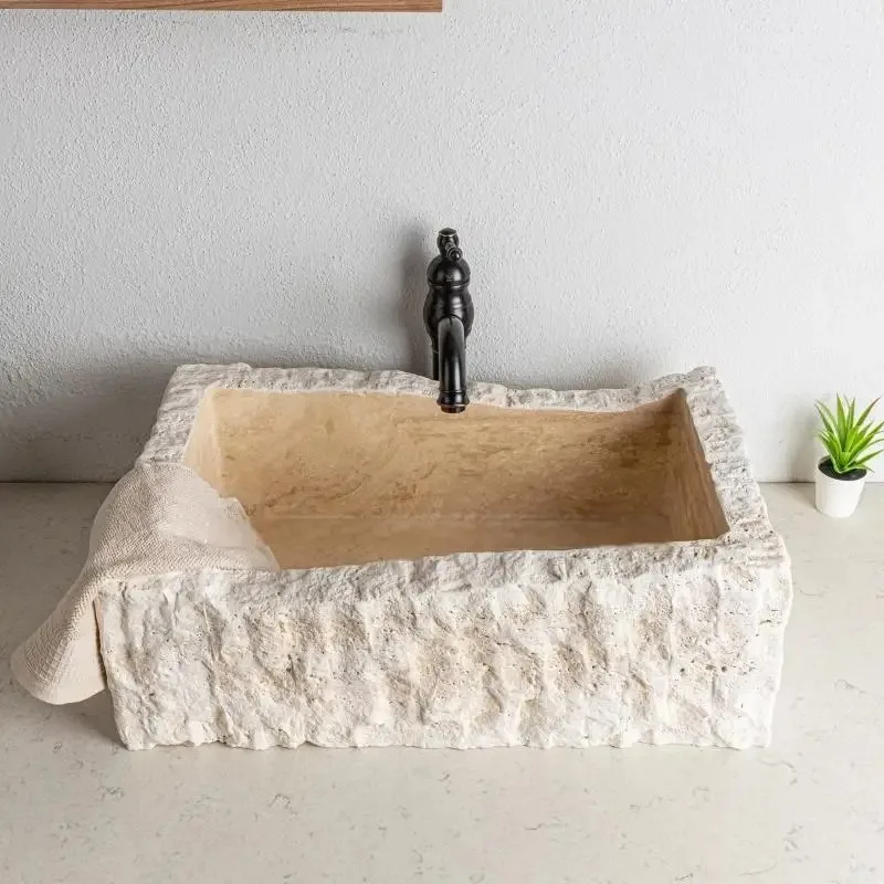 Any Size Custom Modern Luxury Natural Marble Vessel Sink Multi Stone Options Polished Edges Sleek Textures Bathroom Vanity Decor