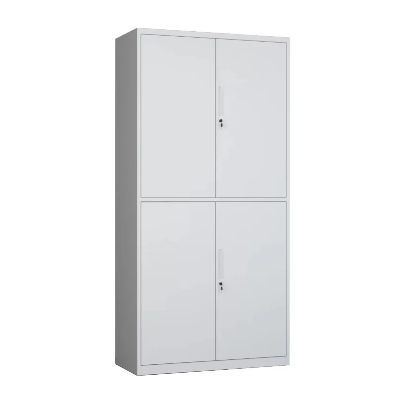 Locked hospital steel file storage cabinets, modern file cabinets, four steel doors, adjustable shelves, powder coated metal