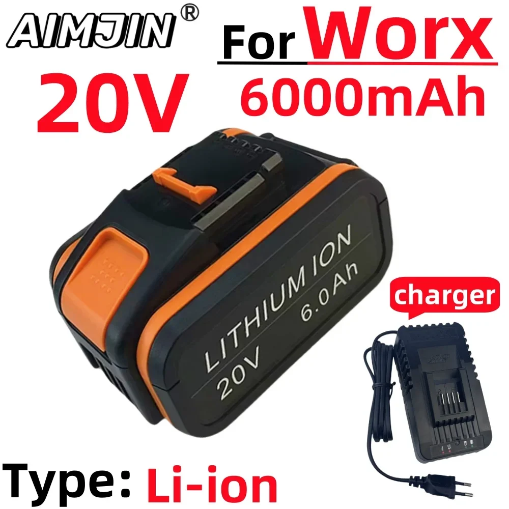 

For Worx 20V 6.0Ah/6000mAh Lithium battery Rechargeable WA3551 WA3553 WA3553.1 WA3570 for All WORX Electric and Garden Tools