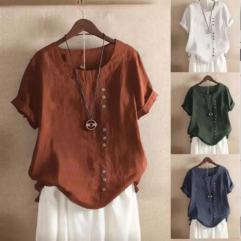 

Женский винтажный хлопок и лен ort Sve irt, свободный крой, верхний размер для весеннего сезона, без фирменной торговой марки