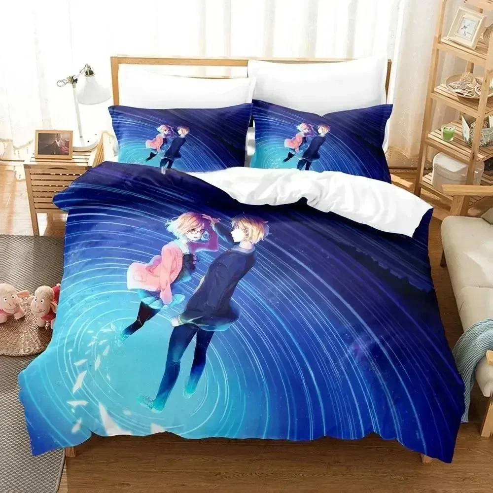 2026 New Beyond The Boundary Bedding Set Cartoon Anime Three-piece Set Adult Kid Bedroom Duvet Cover Sets 3D Kawaii Girl Home Te