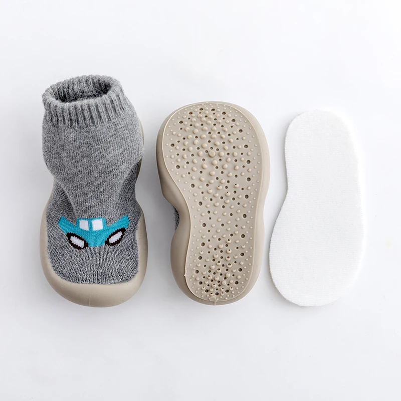 New Baby Boys Girls 0-3T Autumn Winter Warm Cushion Socks Shoes Infant Toddler Soft Rubber Sole Non-Slip Cute Fox First Walkers