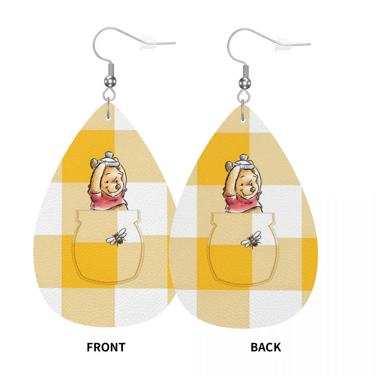 Custom Winnie The Pooh PVC Leather Earrings Dangle Earrings Jewelry For Women For Wife Mother Gift view 3