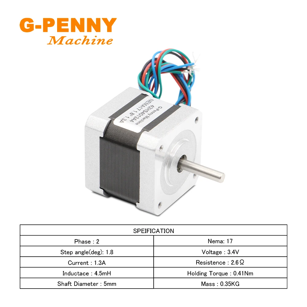 Gratis Pengiriman Motor Stepper Nema17 42HS4013A4 1,3a 0,41n. M 57OZ-IN 1.8 Derajat 4-Lead untuk Printer 3d Cnc