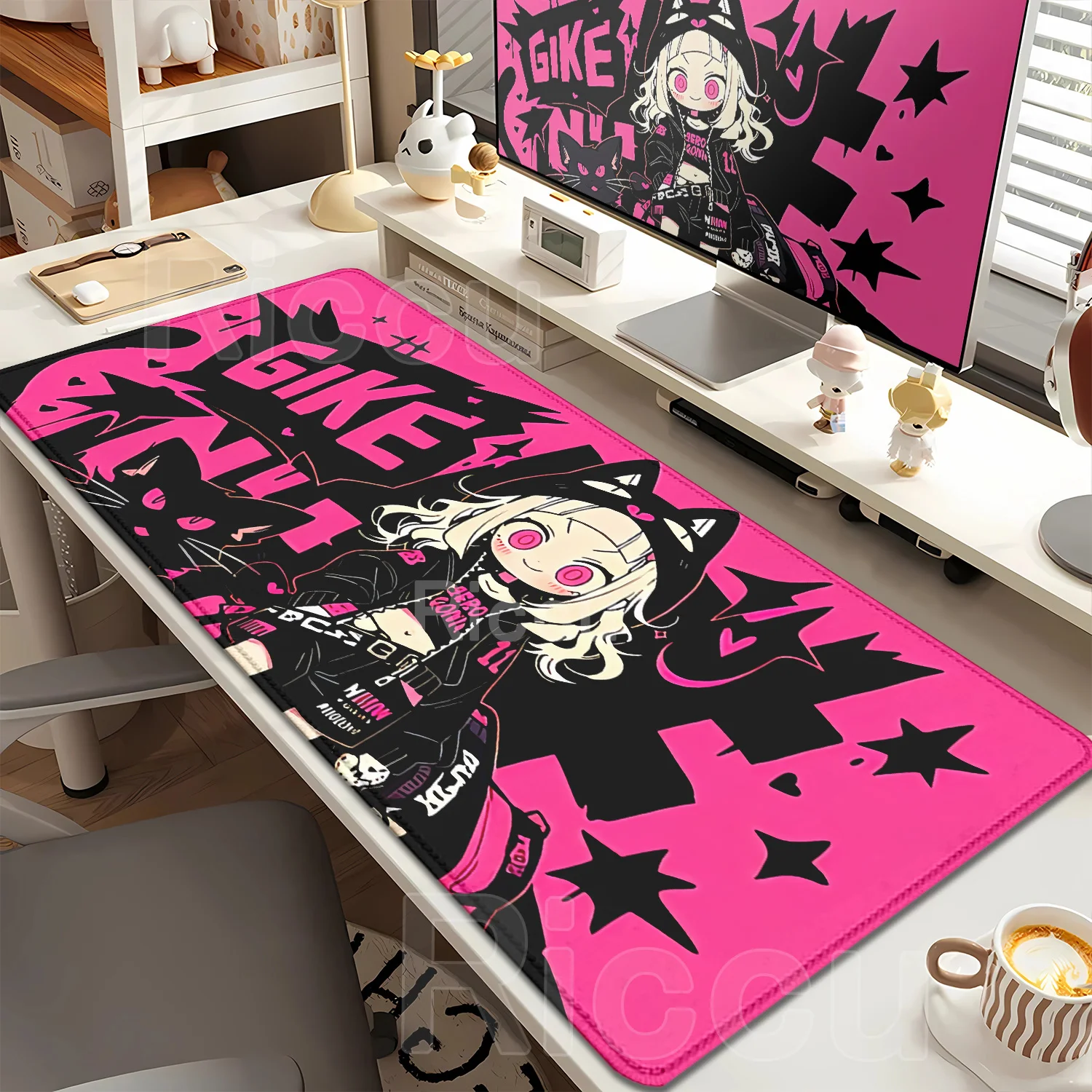 Durable Non-slip Cute girl and cat Pads Mouse Pad with Natural Rubber Precise Seam Design Washable For Office Use Accessories