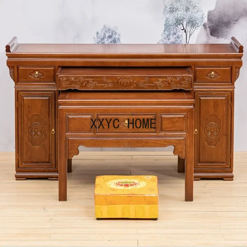 Massief Hout Een Lange Smalle Tafel Altaar Boeddha Heiligdom Boeddhistische Zaal Huis Boeddha Tafel Woonkamer Gebed Altaar Tafel