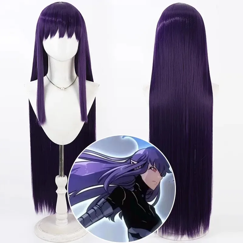 애니메이션 솔로 레벨링 에실 라디루 코스프레 가발 100cm 긴 직선 보라색 내열성 머리카락