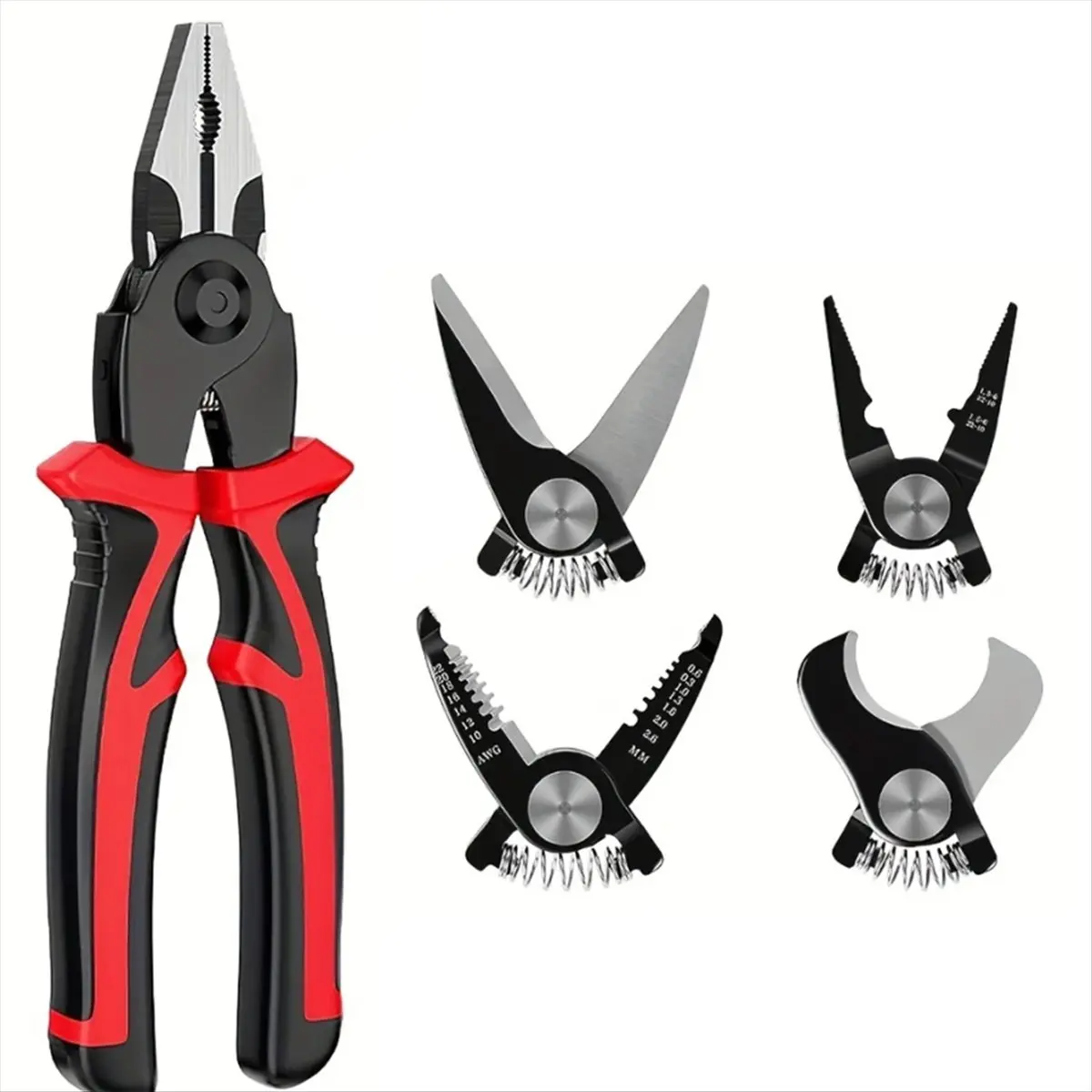 5 in 1 Multifunctional Pliers Steel Wire Pliers Wire Stripping Interchangeable Head Tool Special for Electricians