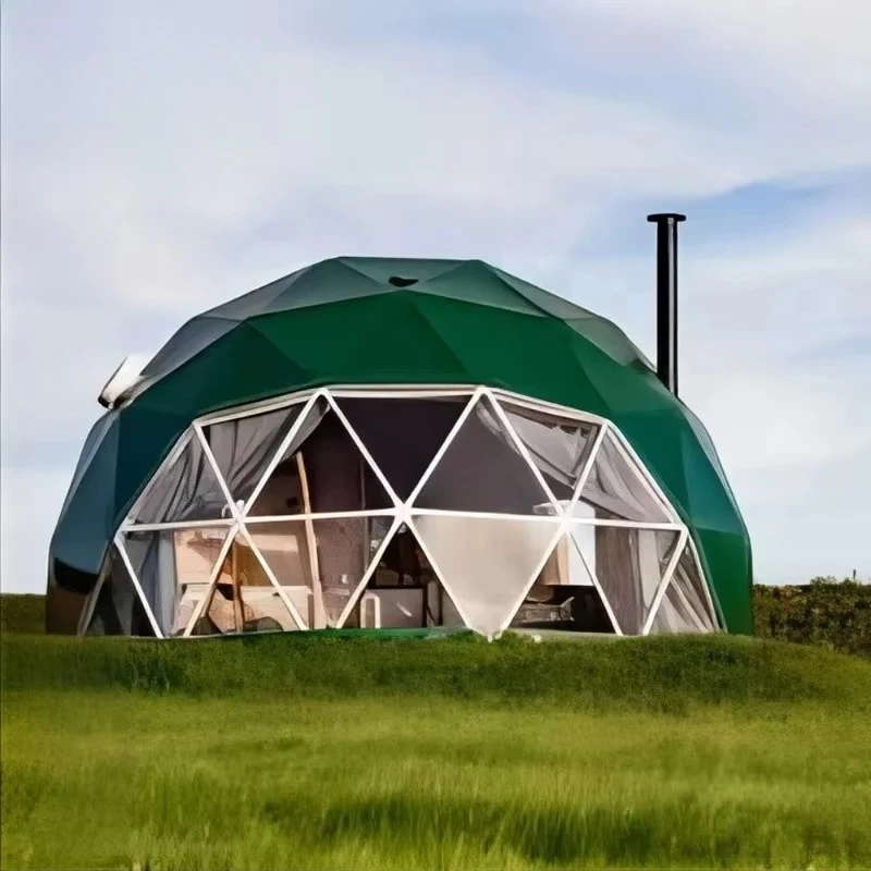 Luxury Geodesic Dome Tent Kit, PVC Canvas Steel Frame Igloo House, Outdoor Glamping Hotel Tent for Resort Garden