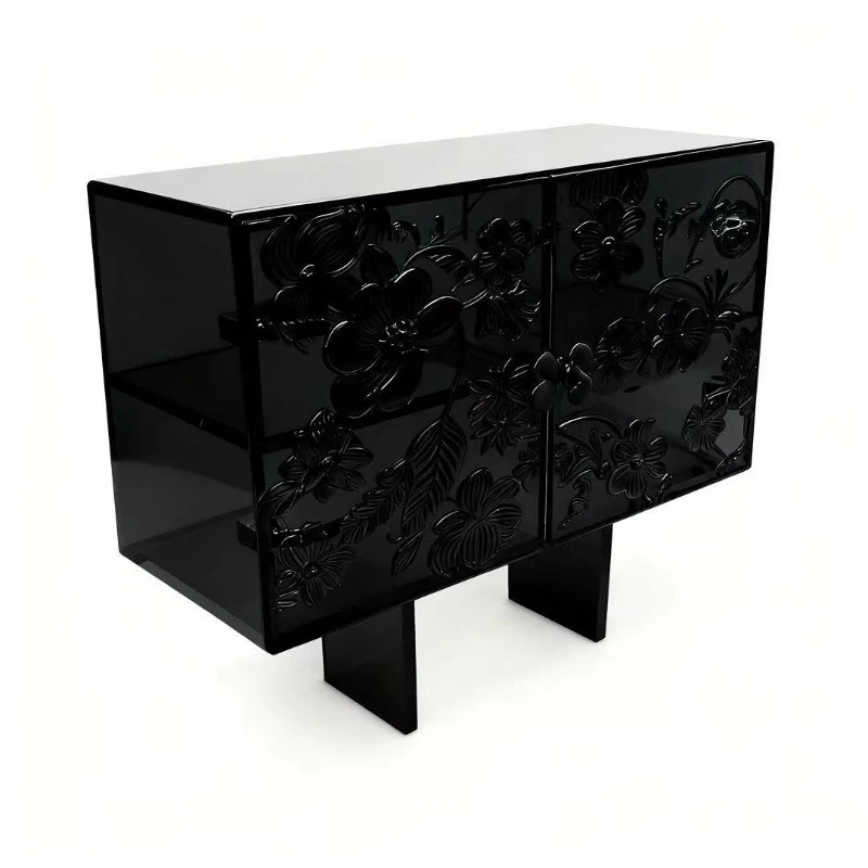 Embossed pattern acrylic storage cabinet, multi-layer transparent display cabinet, light luxury art living room storage