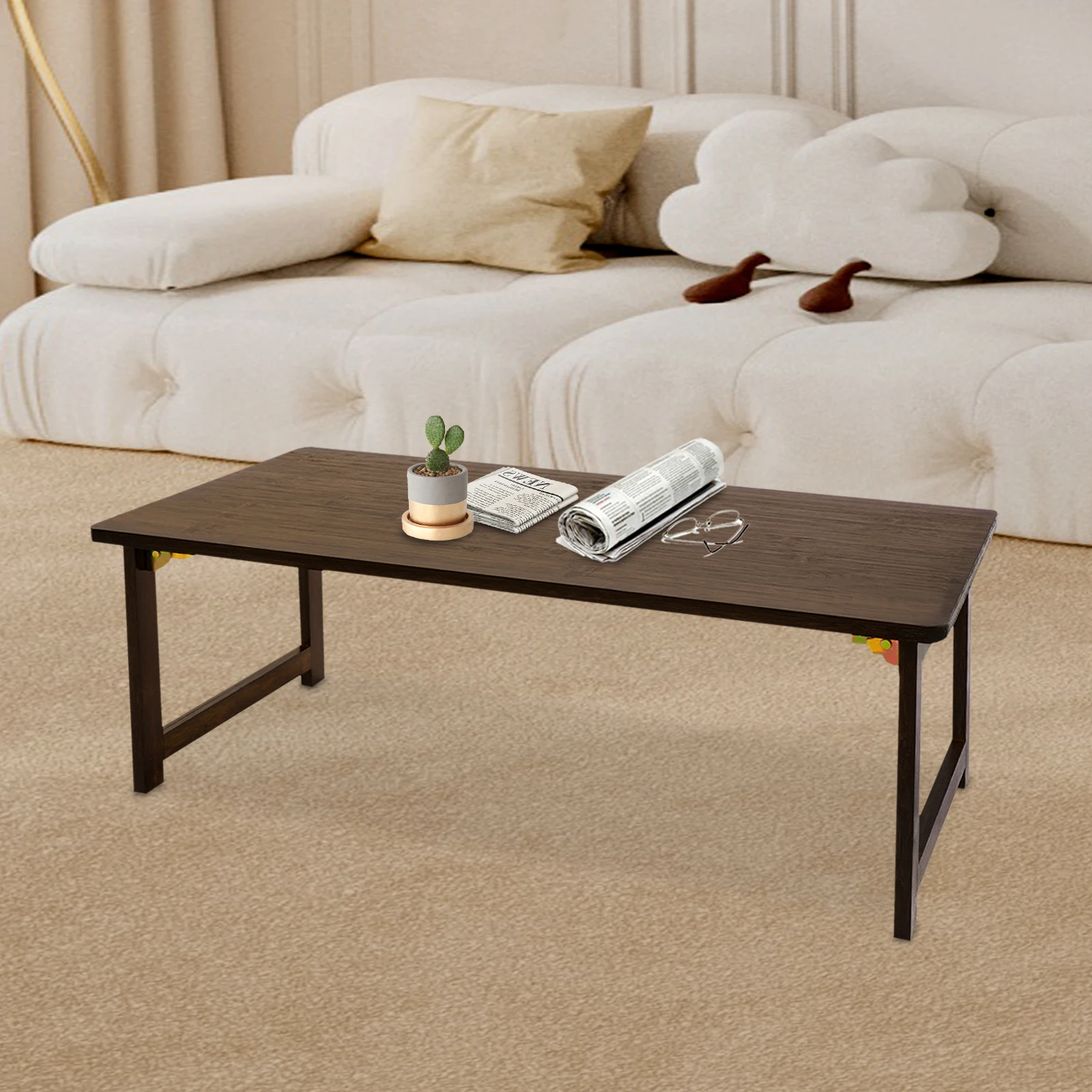

Walnut Bamboo 80x40x30cm Folding Coffee Table Living Room Bedroom Tatami Low Table Folding Floor Table Simple Floor Table