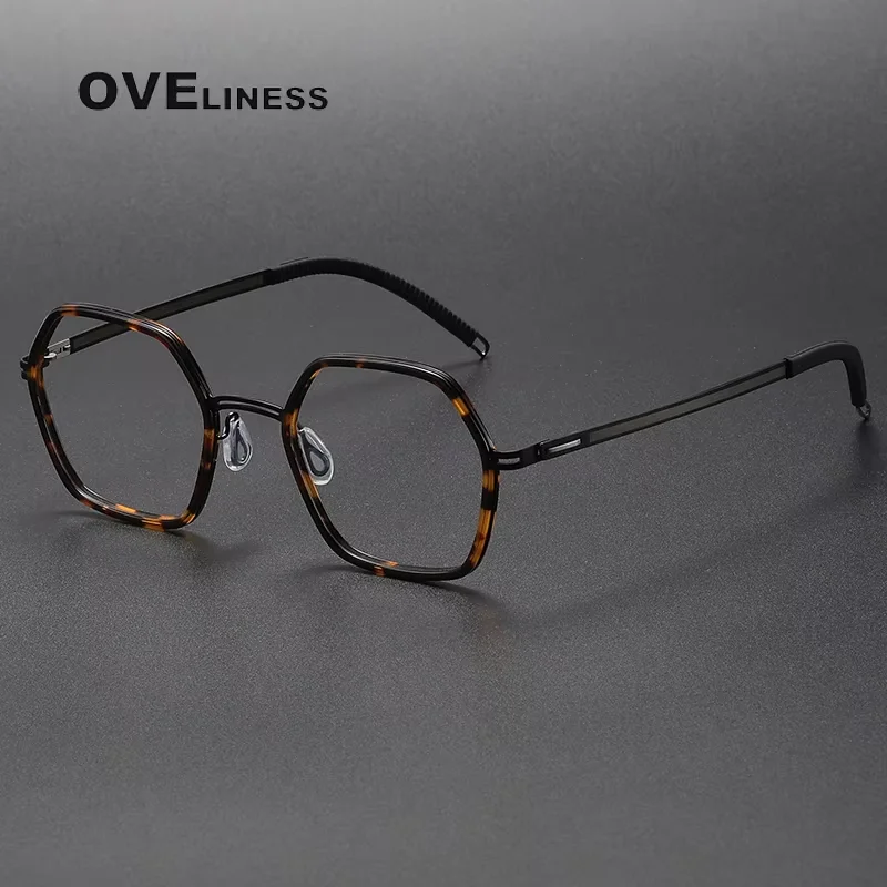 

Acetate Titanium Glasses Frame men Women Retro Eyeglasses frames Men New Brand Design Spectacles Screwless Ultralight Eyewear