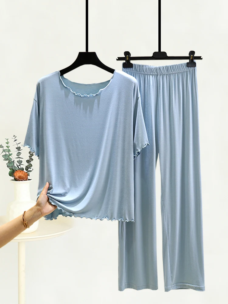 

Summer Thin Casual Home Clothes Modal ortsve Set Women Pure Color Loose Spwear Two Piece Set July Deer Brand Simple S...