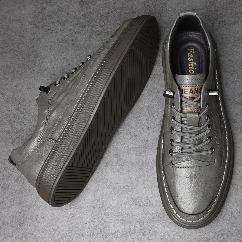 

Кроссовки мужские из натуральной кожи, Модные дышащие мокасины, Легкая удобная обувь для ходьбы, тенниса