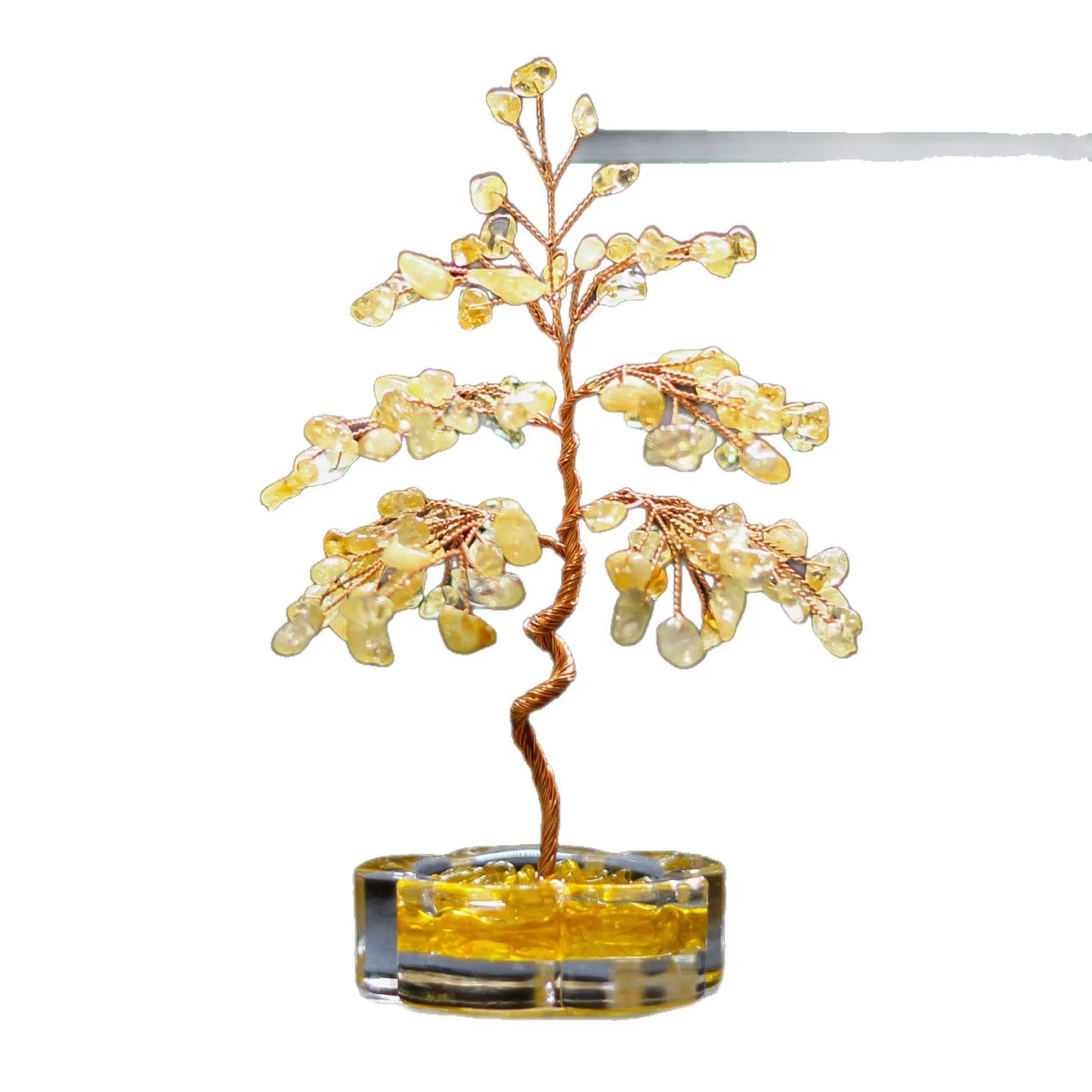 New Crushed Crystal Tree Pyramid Resin Craft Home Office Desktop Ornament