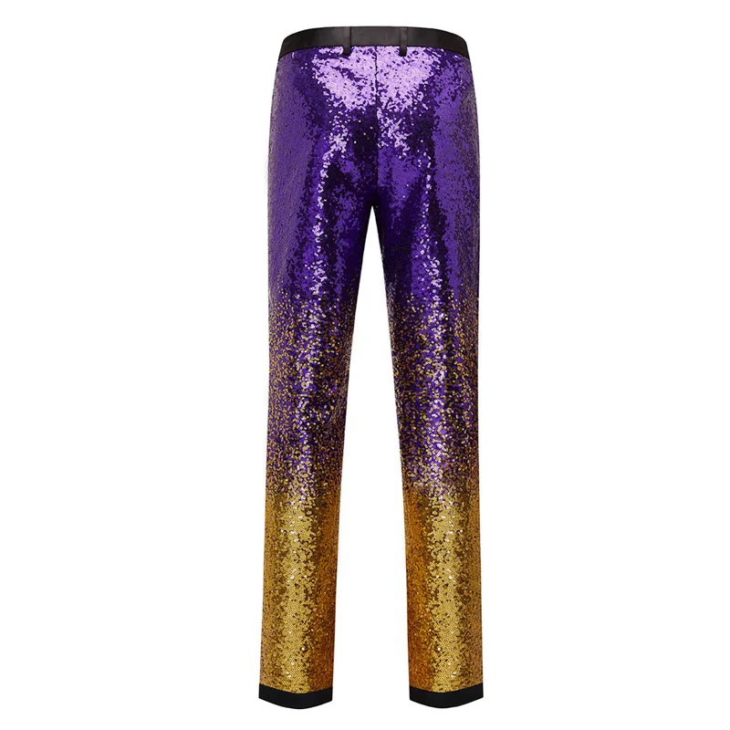 Purple Gradient Sequin Glitter Pants Men 2023 Brand New Slim Fit Straight Dress Trousers Mens Party Stage Prom Singer Suit Pants