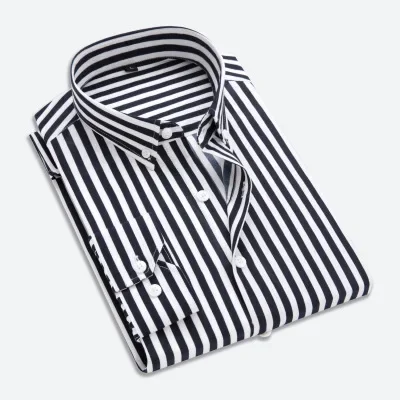 MRMT 2025 Brand New Men's Long-sleeved Shirt Casual Vertical Stripes Shirt for Male Slim Tops Shirt